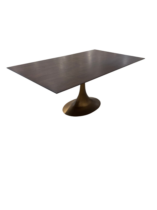 Aero rectangle table top 72 dark brown walnut with brass base