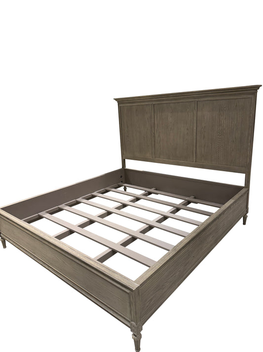 Maison crowned panel king bed without footboard antiqued grey oak
